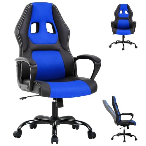 PC Gaming Chair Leather, Cheap Gamer Chair for Adults, Video Game Chairs with Lumbar Support, Desk Chair Gaming with Adjustable Height for Teens