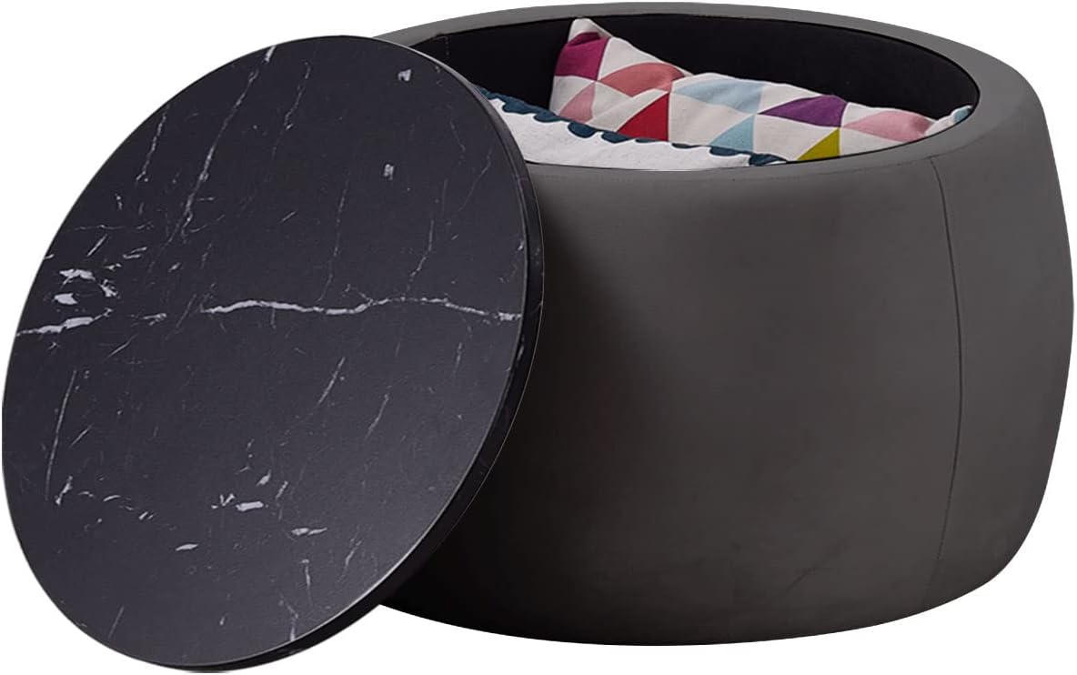 End Table with Storage, Round Accent Side Table with Removable Top for Living Room, Bedroom,Grey