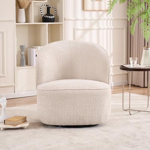 Kidol&Shellder Swivel Accent Chair Living Room Chairs Comfy Reading Chair for Bedroom Accent Chairs for Living Room Single Sofa Chair Modern Barrel Chairs Upholstered Side Boucle Chair(Gray,1)