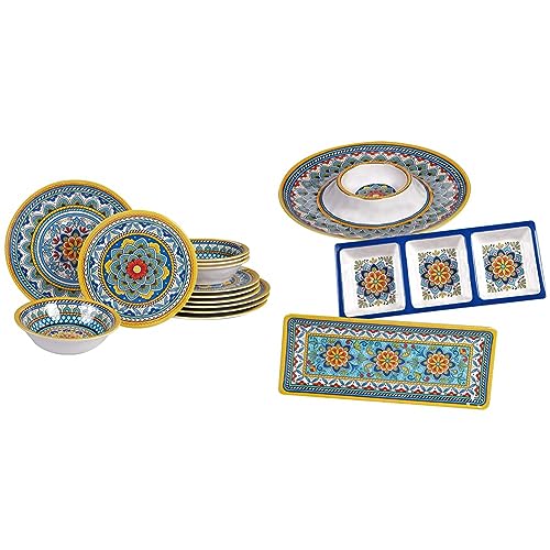Certified International Portofino 12 Piece Melamine Dinnerware Set, Service for 4, Multi Colored