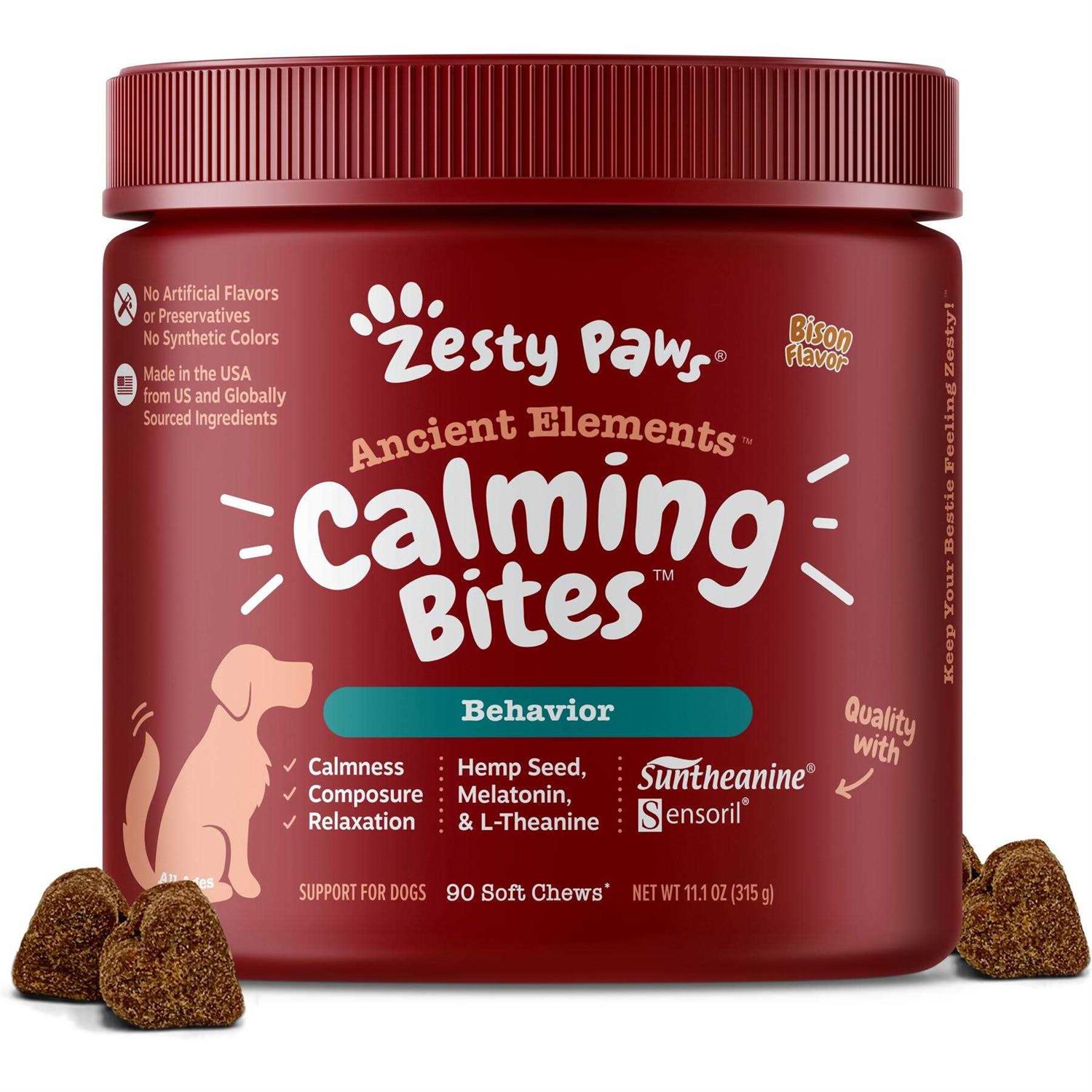 Zesty Paws Ancient Elements Hemp Calming Bites Bison Flavored Soft Chews Supplement for Dogs - Pet Supplies online store