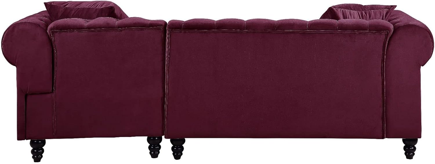 Adnelis Sectional Sofa w/2 Pillows, Red Velvet 57315