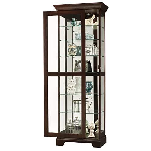 Howard Miller Duflo Curio Cabinet II 549-199 – Espresso Finish Home Decor, Six Shelves, Seven Level Display Case, Locking Slide Door, Halogen Light Switch