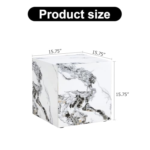 Coffee Table,Marble End Table,Square Faux Marble Side Table,White Marble Sofa Table,Modern Luxury End Sofa Table,Marble Coffee Table End Table Simple Center Table for Living Room,Bedroom,Office