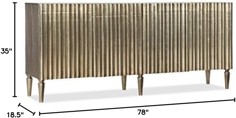 BOWERY HILL 4-Door Traditional Mango Wood Console Table in Silver Foil