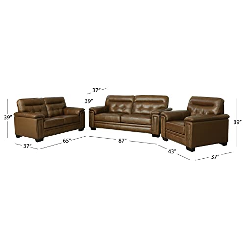 Abbyson Living Harrison Leather Sofa, Brown