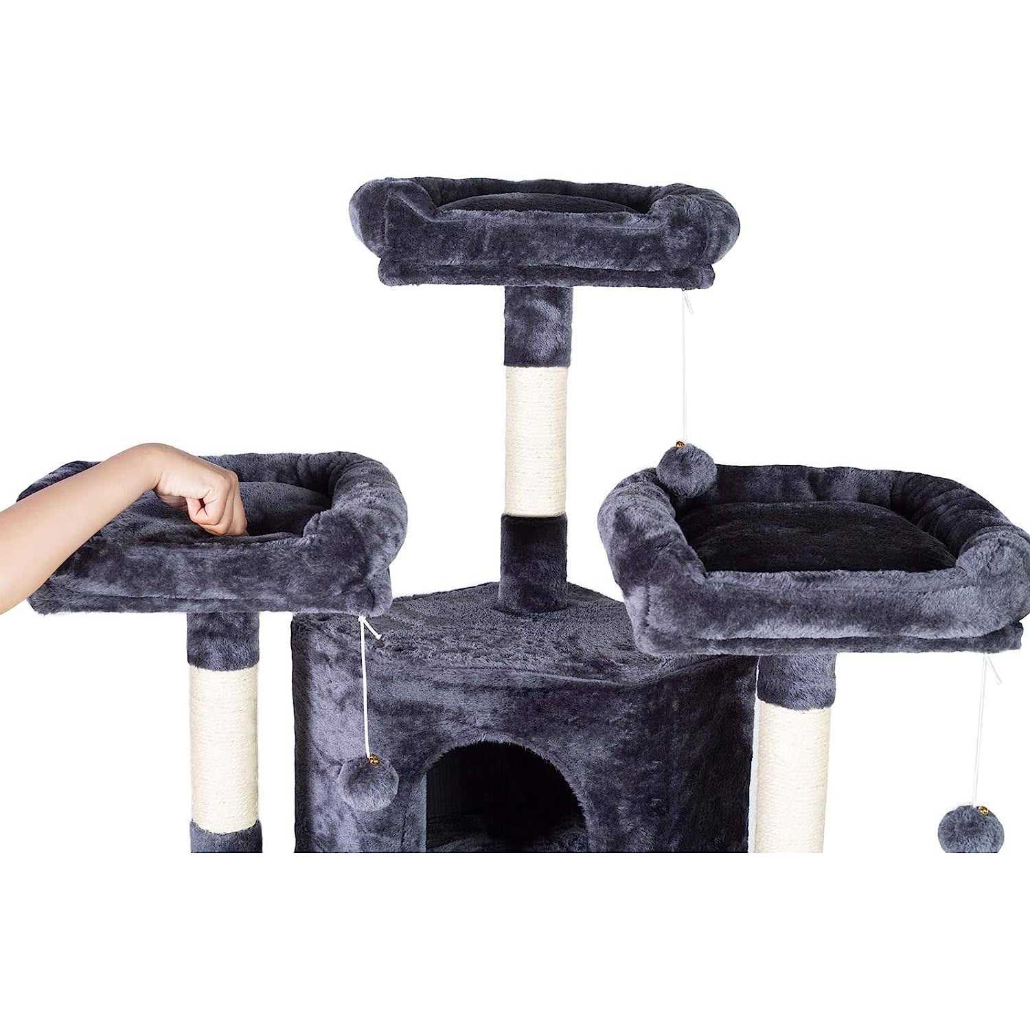 Hey-brother XL Size Cat Tree 73.4 inch Cat Tower with 3 Caves 3 Cozy - Pet Supplies online store