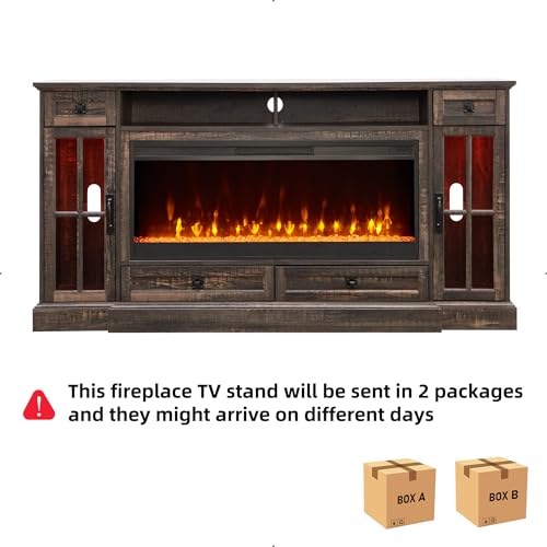 RedLemon Farmhouse Fireplace TV Stand for 80 Inch TV, 36