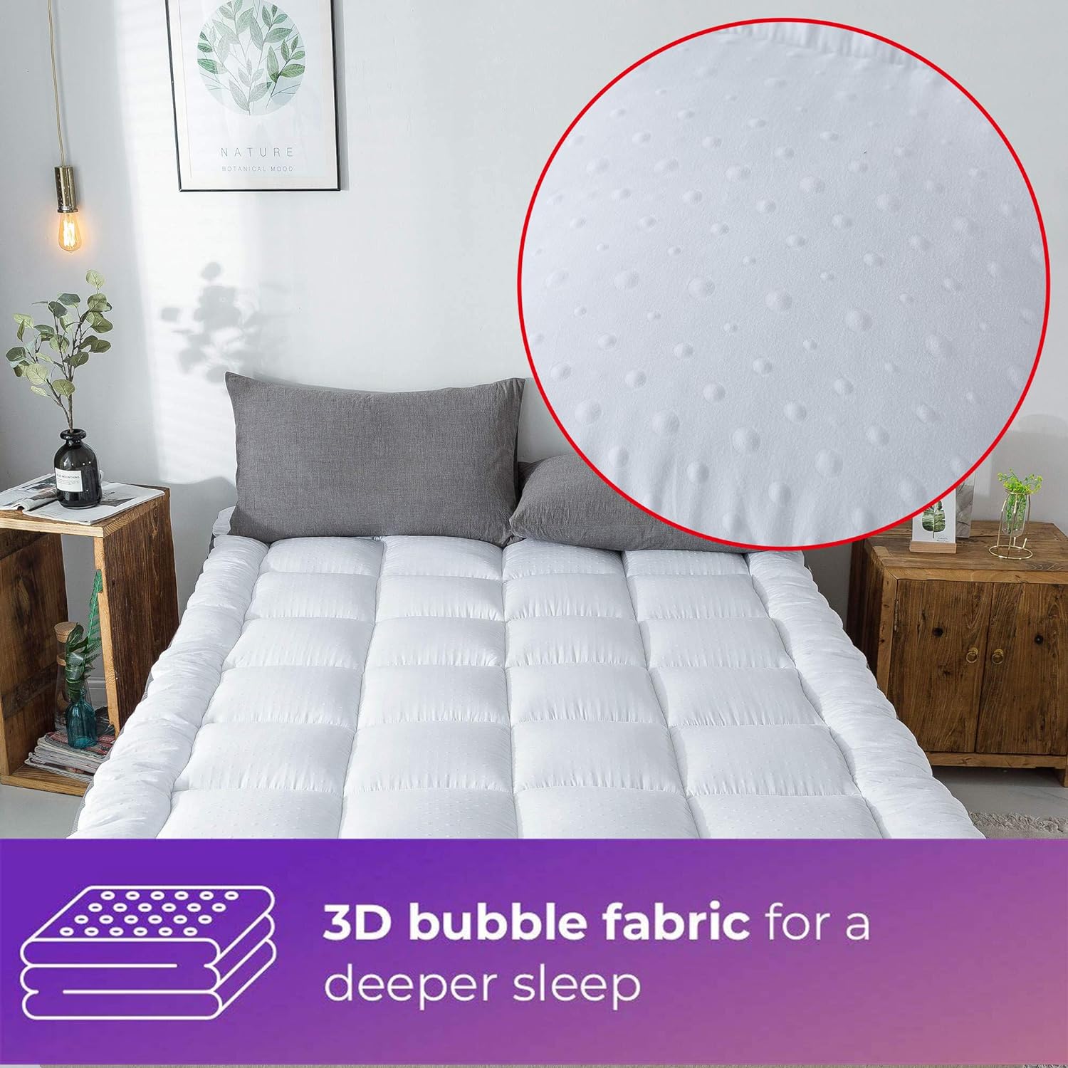Mattress Topper King & Mattress Pad Protector - Quality Plush Luxury Down Alternative Pillow Top - 2inch Extra Thick Mattress Cover(76