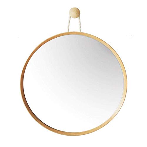 Vanity Wall Large Round Bamboo Circular Makeup Hanging for Living Rooms with Hemp Rope 45Cm