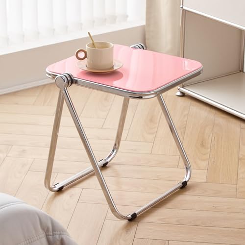 Acrylic Foldable Sofa Side Table Small End Table Snack Table for Living Room Bedroom Office No Assembly Required, Green