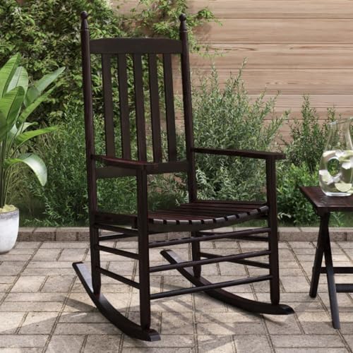 Rocking Chairs with Curved Seats 2 pcs Brown Solid Wood Poplar,Comfortable Wooden Rocking Chairs for Outdoor and Indoor Relaxation Outdoor Seating Furniture