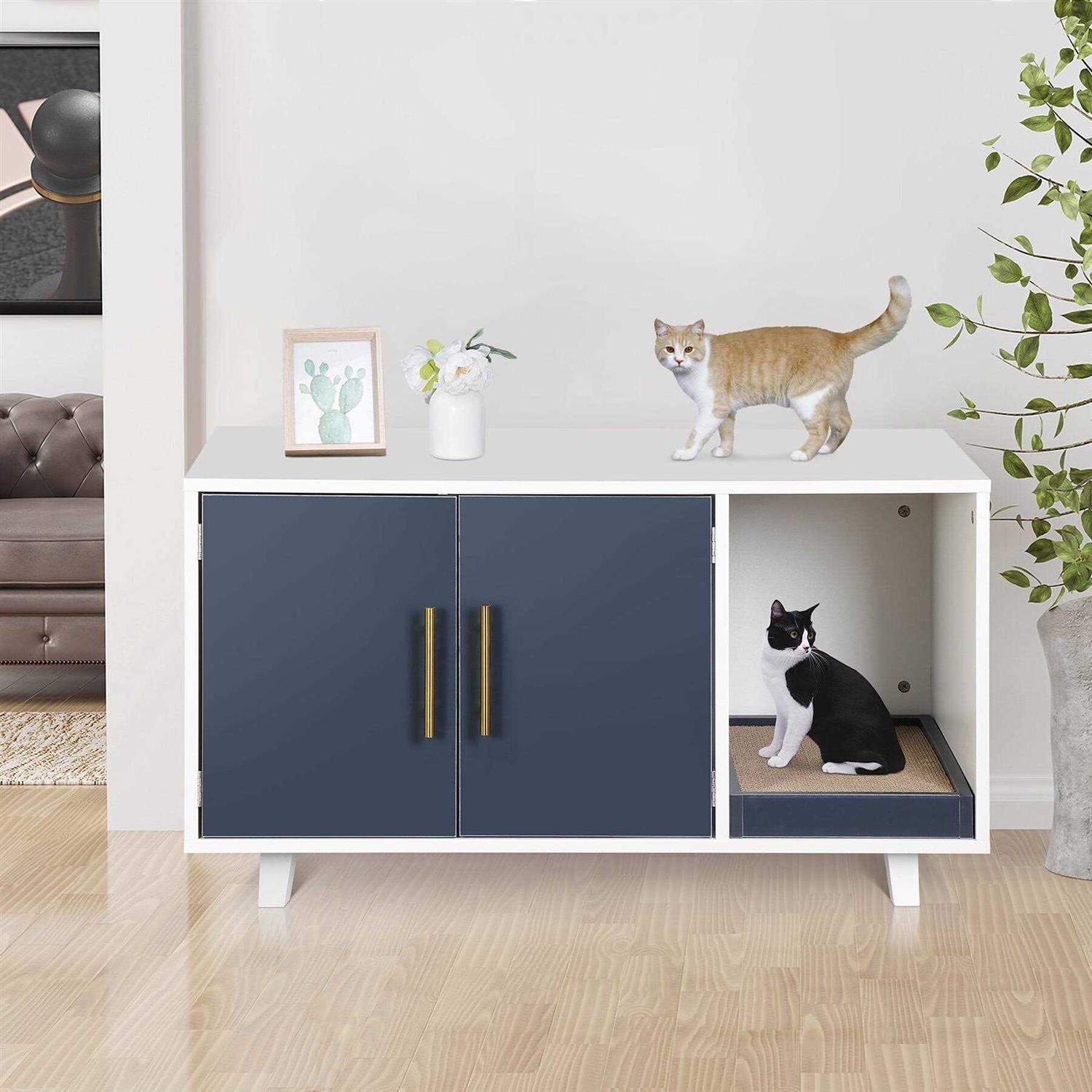 Homgarden 35.8''l x 20''W Cat Hidden Washroom Pet Litter Box Enclosure House W/Scratch Pad - Pet Supplies online store