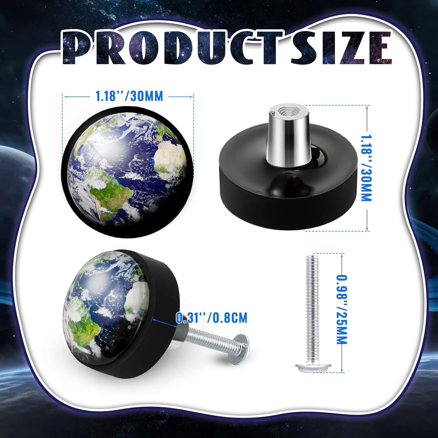 12 Pieces Planet Dresser Knobs Constellation Table Cabinet Drawer Pulls Handle with Screws for Dressing Cupboard Wardrobe Closet, 1.2 Inches/ 30 mm