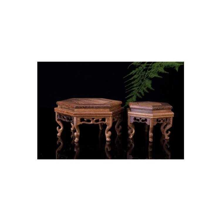 Beautiful Hand Craft Hexagon Rosewood Oriental Fishbowl Vase Stand - Pet Supplies online store