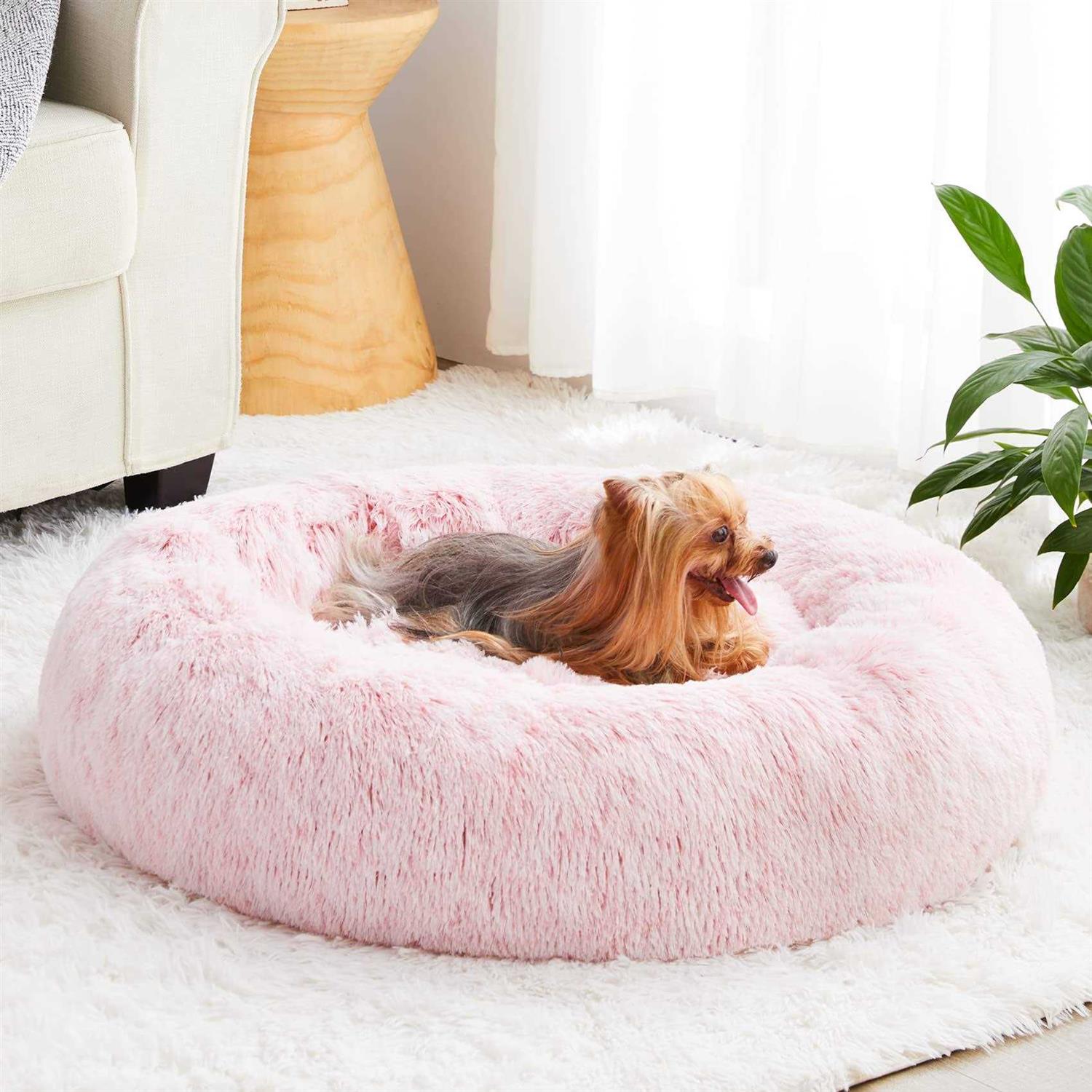 WNPETHOME Calming Dog Bed & cat Bed,Small Dog Bed Donut Faux Fur Anti-Anxiety Dog Bed Dog Pet Bed for Small Dogs - Pet Supplies online store