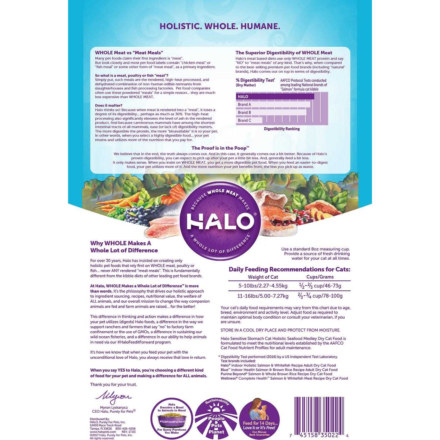 Halo Holistic Seafood Medley Sensitive Stomach Dry Cat Food - Pet Supplies online store