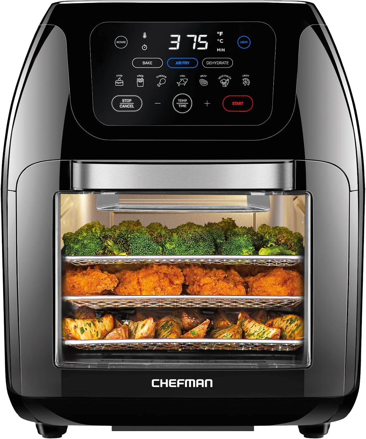 CHEFMAN Air Fryers with Rotisserie, Dehydrator, 10L & 2Qt Capacities, 17 Presets, 60 Min Timer