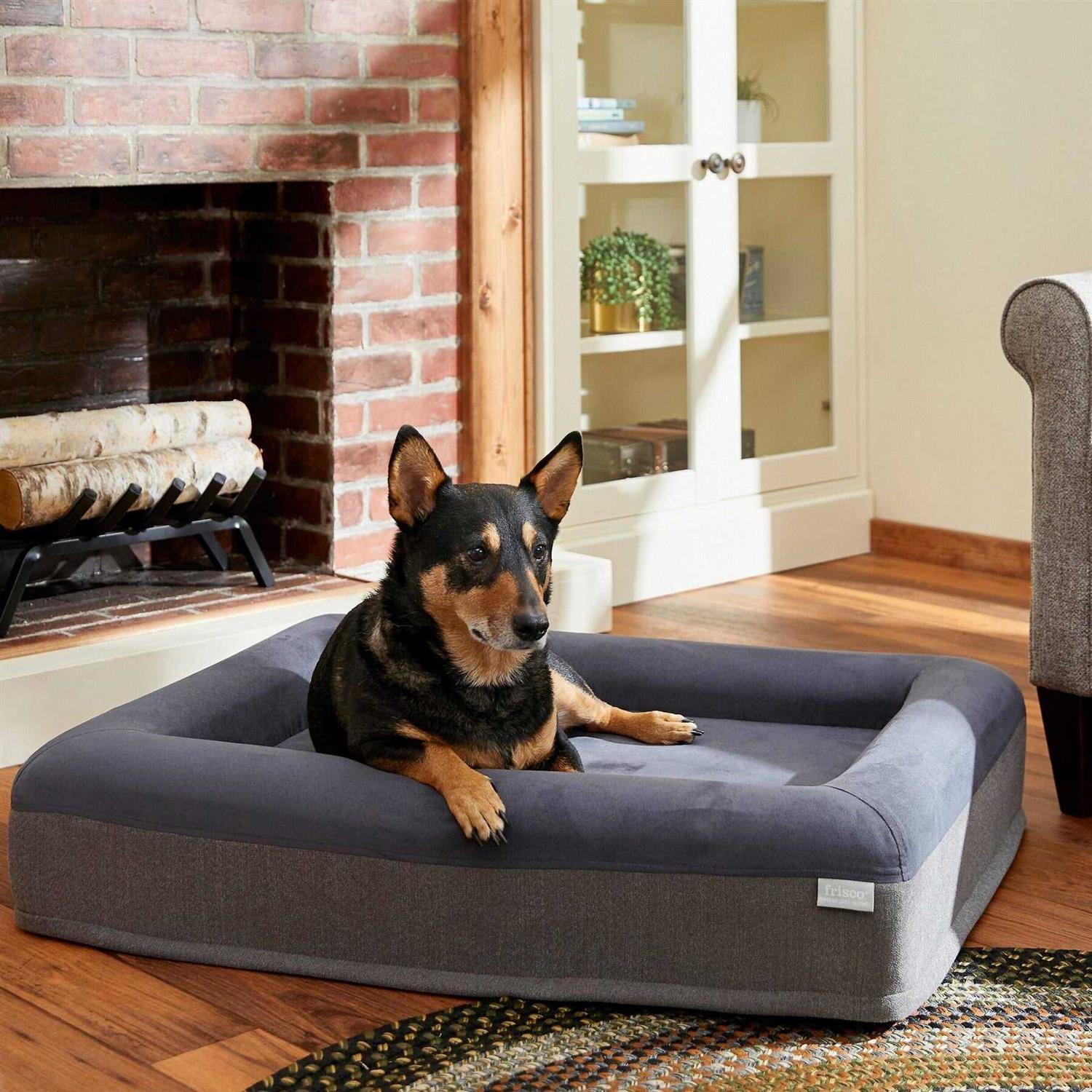 Frisco Orthopedic Rectangular Bolster Cat Dog Bed w/Removable COVER - Pet Supplies online store