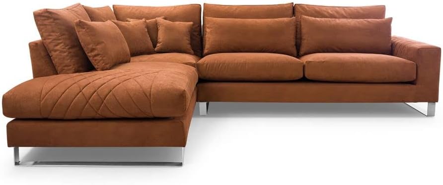 KAIA Modern Style Cooper Brown Sectional Sofa, Left Corner Made in Europe, VVRMIR046