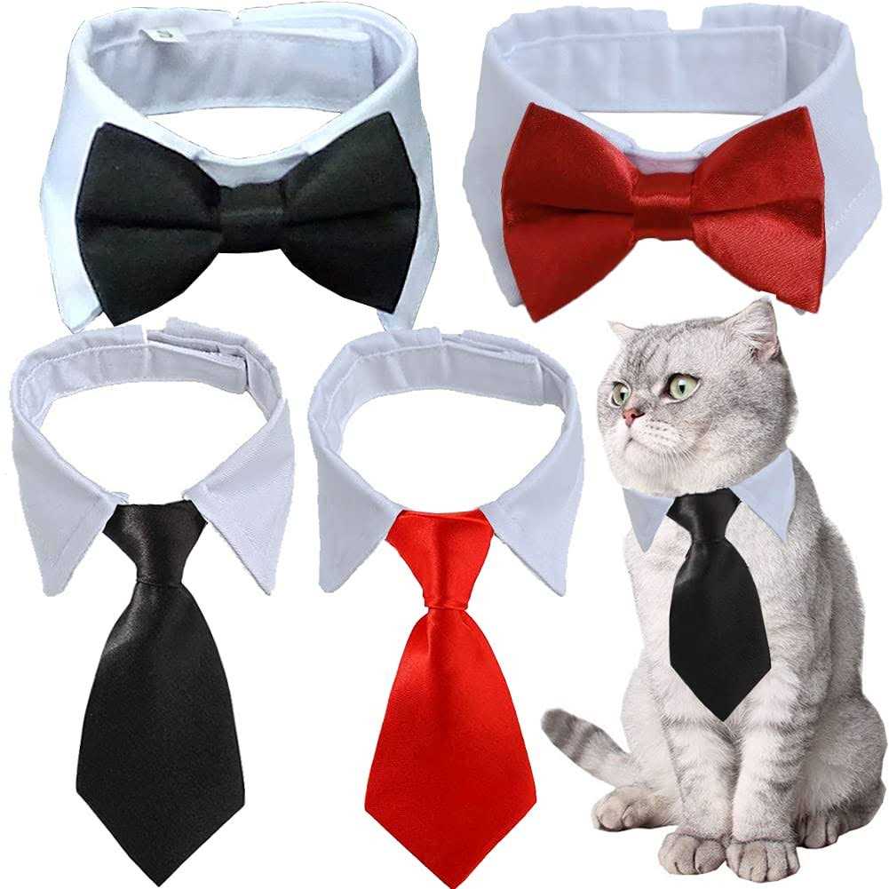 4 Pieces Pets Dog Cat Bowtie Pet Costume Adjustable Formal Necktie Collar for Cats Small Dogs Puppy Grooming Accessories - Pet Supplies online store