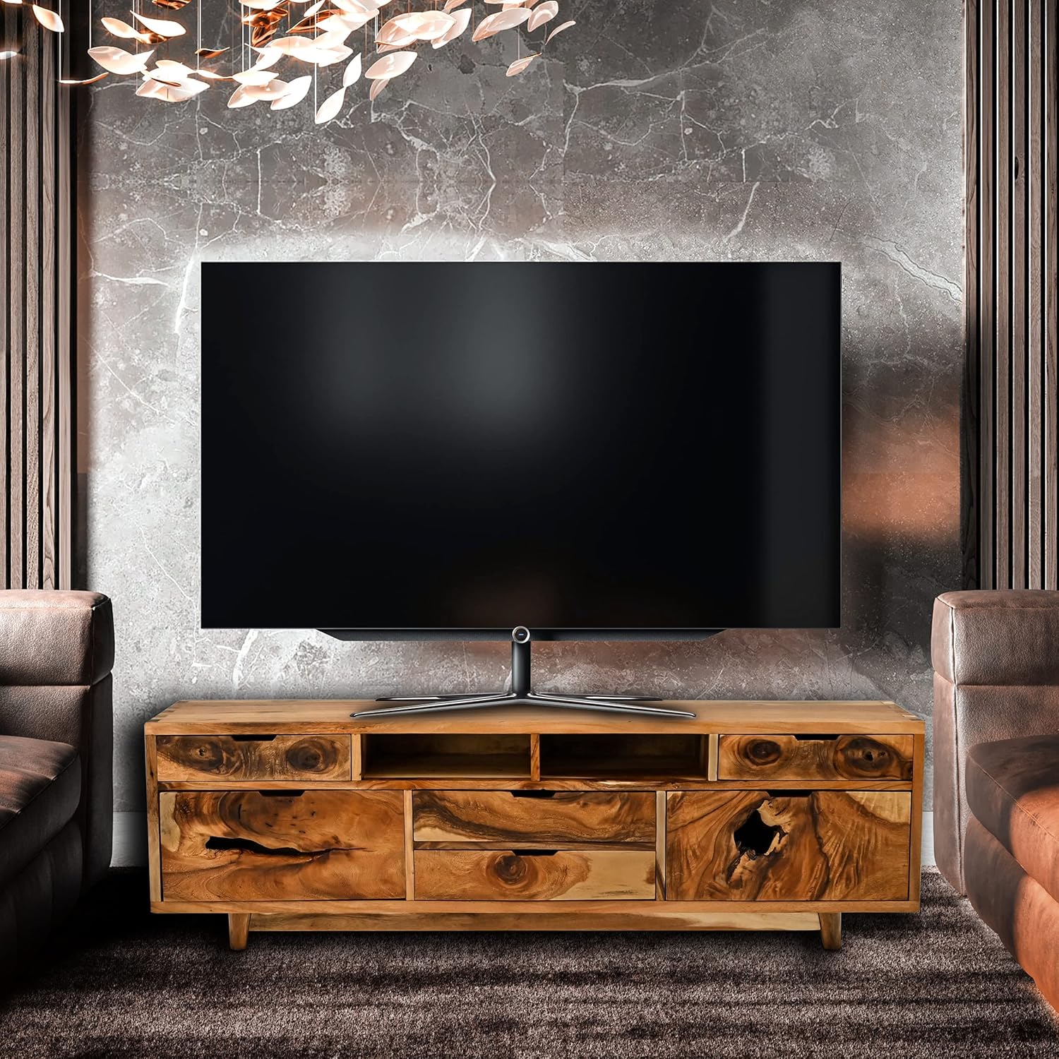 Bolzano Live Edge Suar Dresser/Media Center with 6 Drawers