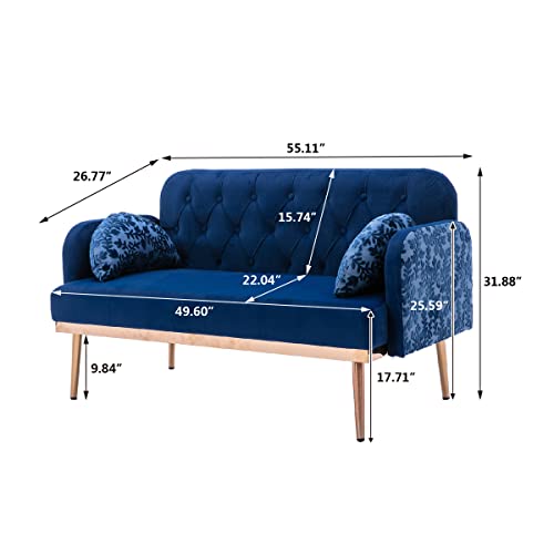 Modern Velvet Accent Sofa, 55