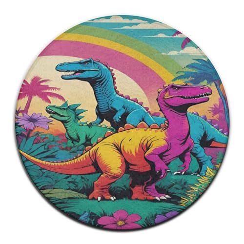 Modern Round Rug Floral Animal Rainbow Dinosaurs Office Computer Chair Cozy Floor Mat Area Rugs Home Decor Super Soft Carpets Play Rug, Diameter 24inch 36inch 60inch