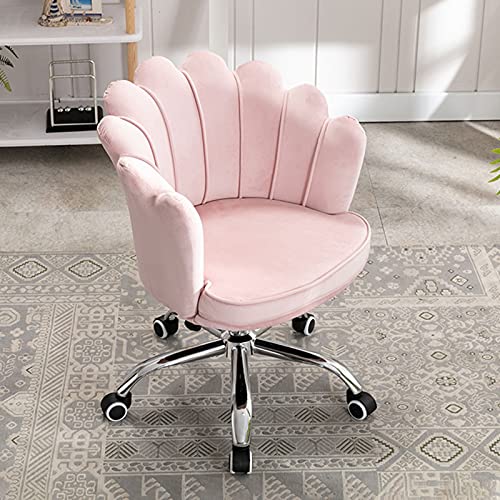 Home - Velvet Swivel Chair, Height Adjustable Petal Back Design Task Chair with Wheels Desk Chair for Bedroom Vanity