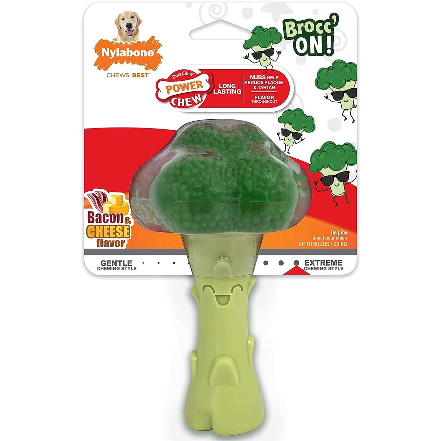 Nylabone Power Chew Broccoli Dog Toy Bacon Cheese - Pet Supplies online store