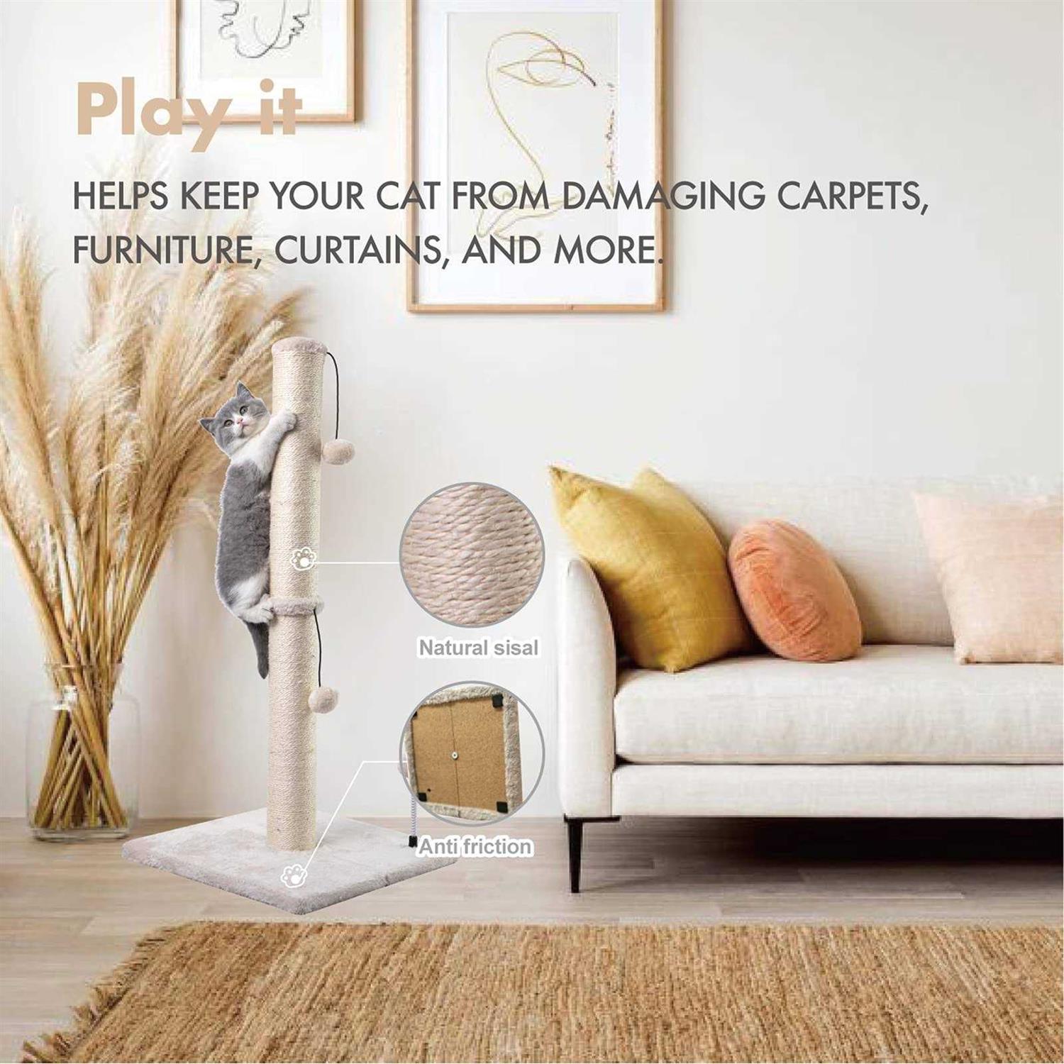 MECOOL Cat Scratching Post Premium Basics Kitten Scratcher Sisal Scratch Posts Hanging Ball Cats - Pet Supplies online store