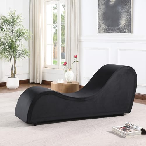 Yoga Chaise Lounge Chair - Ergonomic Design for Adults, Padded Sponge with Washable, Yoga Chair with Non-Slip Bottom for Bedroom, Living Room, Indoor & Outdoor Yoga Furniture, Black