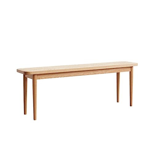 Solid Oak Wood Bench with Rattan Detail - Sturdy and Versatile Seating for Any Space