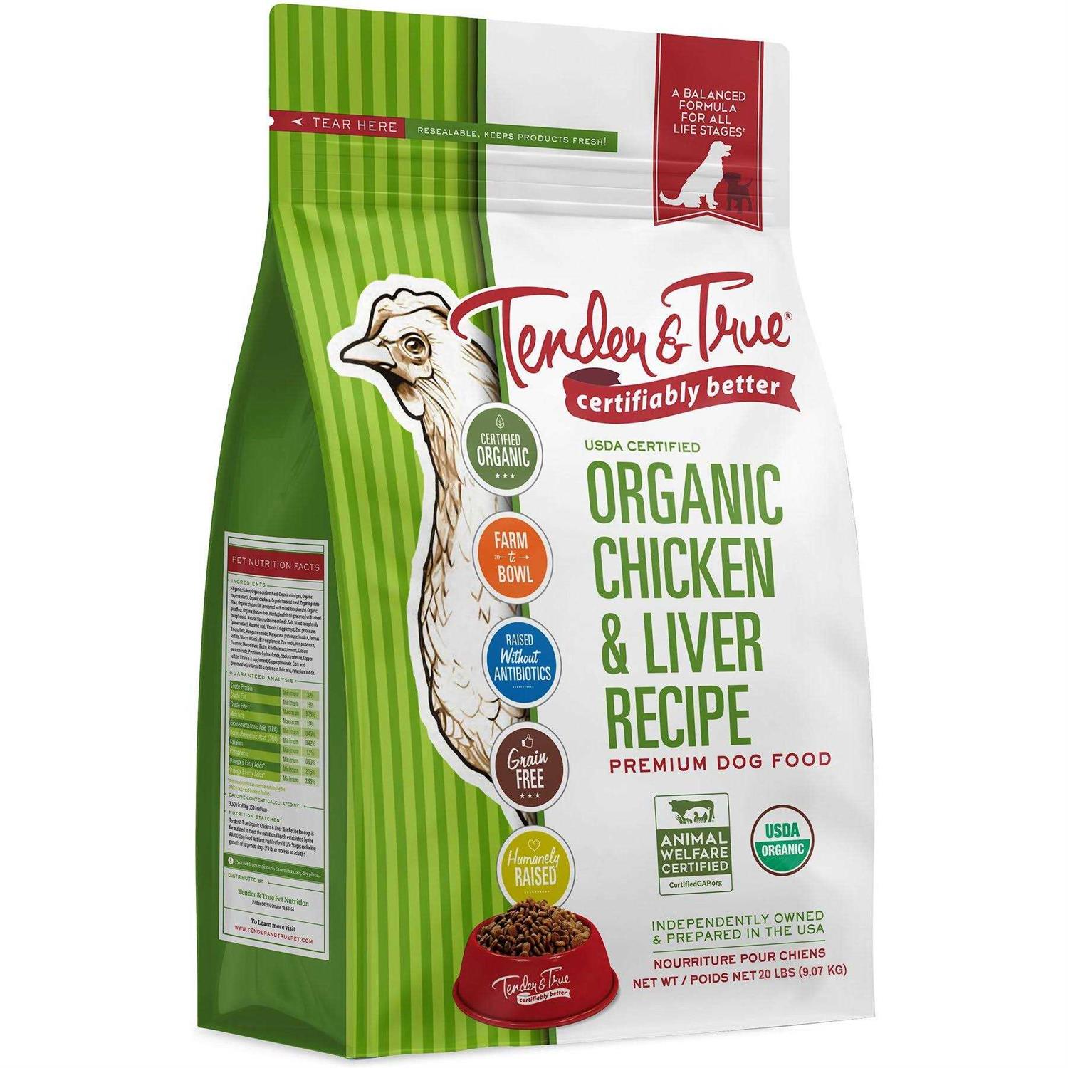 Tender & True Organic Chicken & Liver Recipe Dry Dog Food - Pet Supplies online store