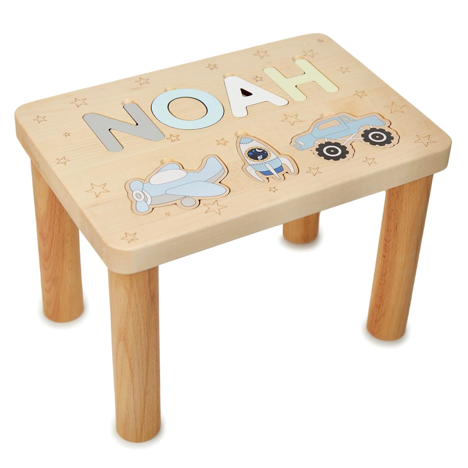Personalized Name Puzzle Stool, Toddler Step Stool, 1 2 3 Year Old Gift, Baby Girl Birthday Gift, Wooden Toddler Chair, Baptism Girl Gift