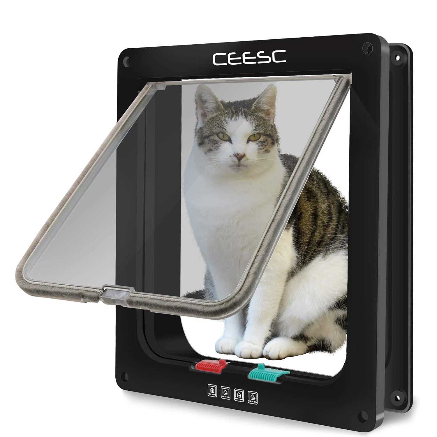 CEESC Extra Large Cat Door 4 Way Locking Large Cat Door for Interior Exterior Doors - Pet Supplies online store