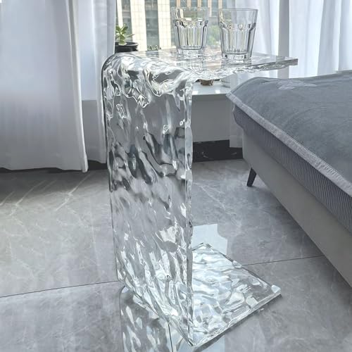 Acrylic C Side Table,Multipurpose Laptop Clear Table C Shape Acrylic End Table,Modern Acrylic C Table for Living Room,Bedroom and Patio|11.8 * 11.8 * 25.6IN