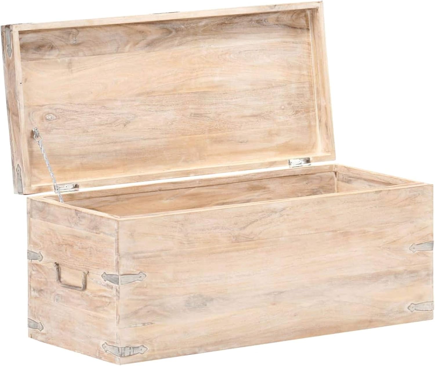 Tidyard Chest 35.4 x 15.7 x 15.7 Inches Solid Acacia Wood Blanket Storage Box, Wooden Trunk for Living Room, Bedroom, Closet, Home Organizer A