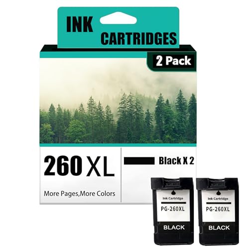 PGI-260 CLI-261XL Ink Cartridges Printer High Yield Replacement Cartridge Compatible for Canon PIXMA TS5320 Combo Pack Multicolor, Black × 2