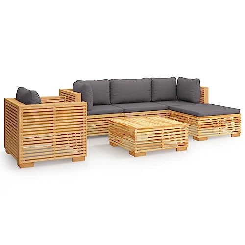 6 Piece Patio Lounge Set with Cushions Solid Wood Teak,Teak Wood Lounge Set for Outdoor Comfort and Durability: for Patio and Garden Patio Furniture Sets, Outdoor Furniture Sets