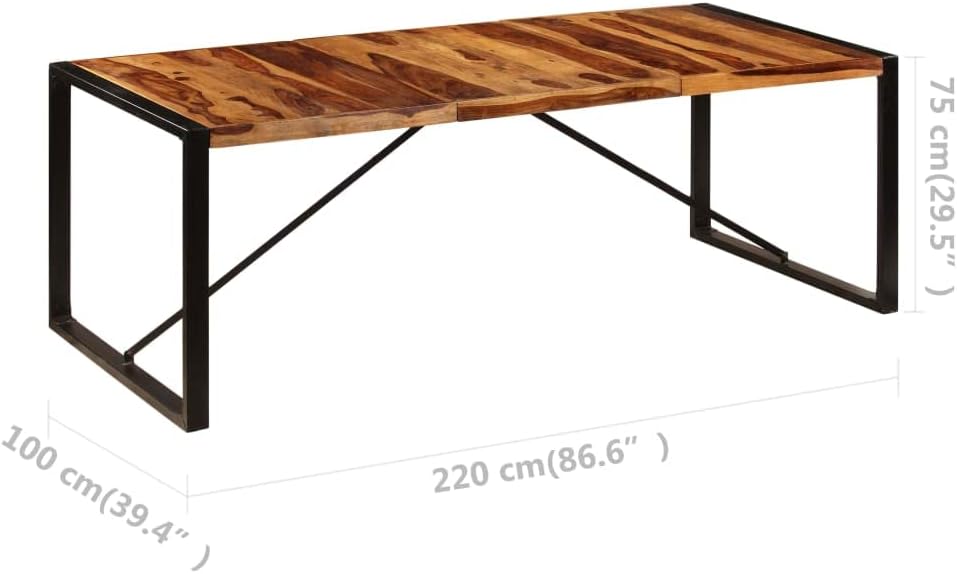 vidaXL Solid Sheesham Wood Dining Table Kitchen Dinner Dining Room Home Office Indoor Furniture Meal Restaurant Table Side End Stand 86.6