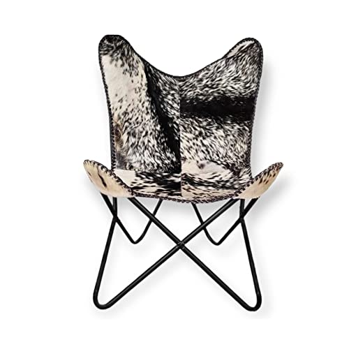 Leather Butterfly Chair Handmade with Powder Coated Folding Iron Frame Arm Genuine Home Décor ARM, Living Room Lounge Chairs Covers Replacement for Adults, Presented (2 Tan Brown)