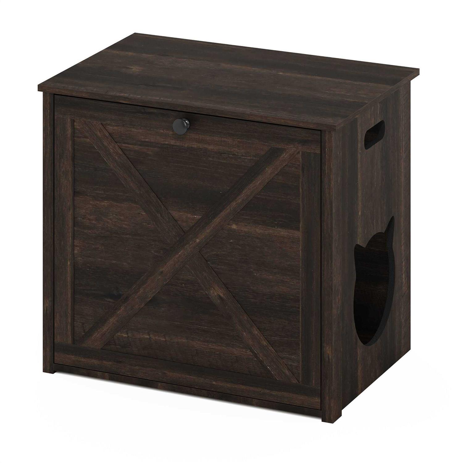 Furinno Peli Small Cat Litter Box Enclosure with Single Door FH22306RBR - Pet Supplies online store