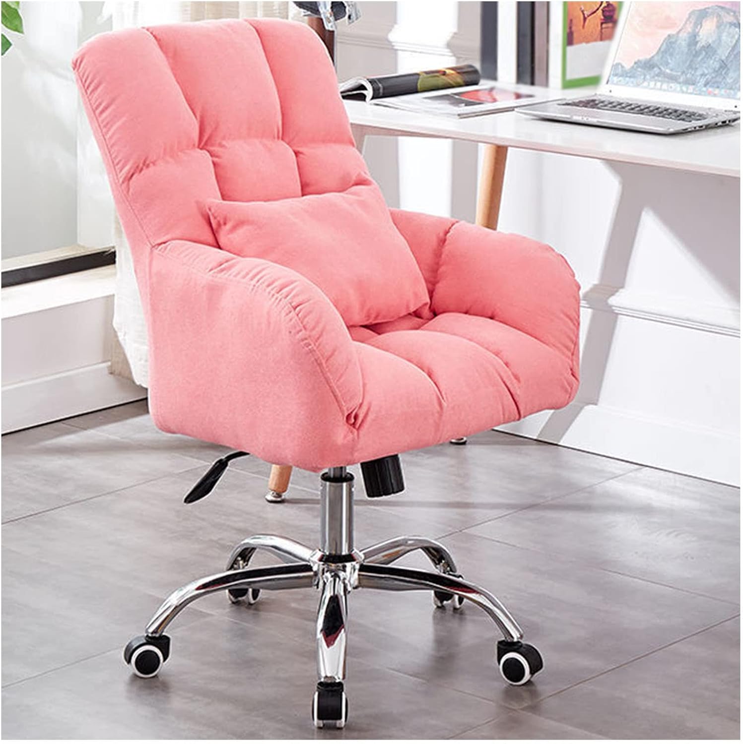 Swivel Chair Office Chair Home Swivel Chair Leisure Vanity Armchair, Computer Desk Chair, Height Adjustable + 360° Castors