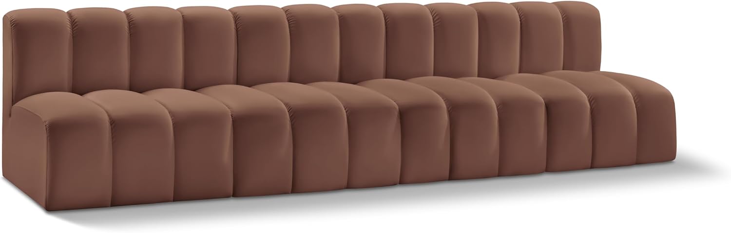 Meridian Furniture Arc Collection Modern | Contemporary Sofa with Soft Vegan Leather, Deep Channel Tufting, Modular, 119