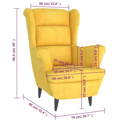 Armchair Mustard Yellow Velvet,Stylish and Comfortable Velvet Armchair for Living Room or Accent Décor Living Room Armchairs, Recliners & Sleeper Chairs