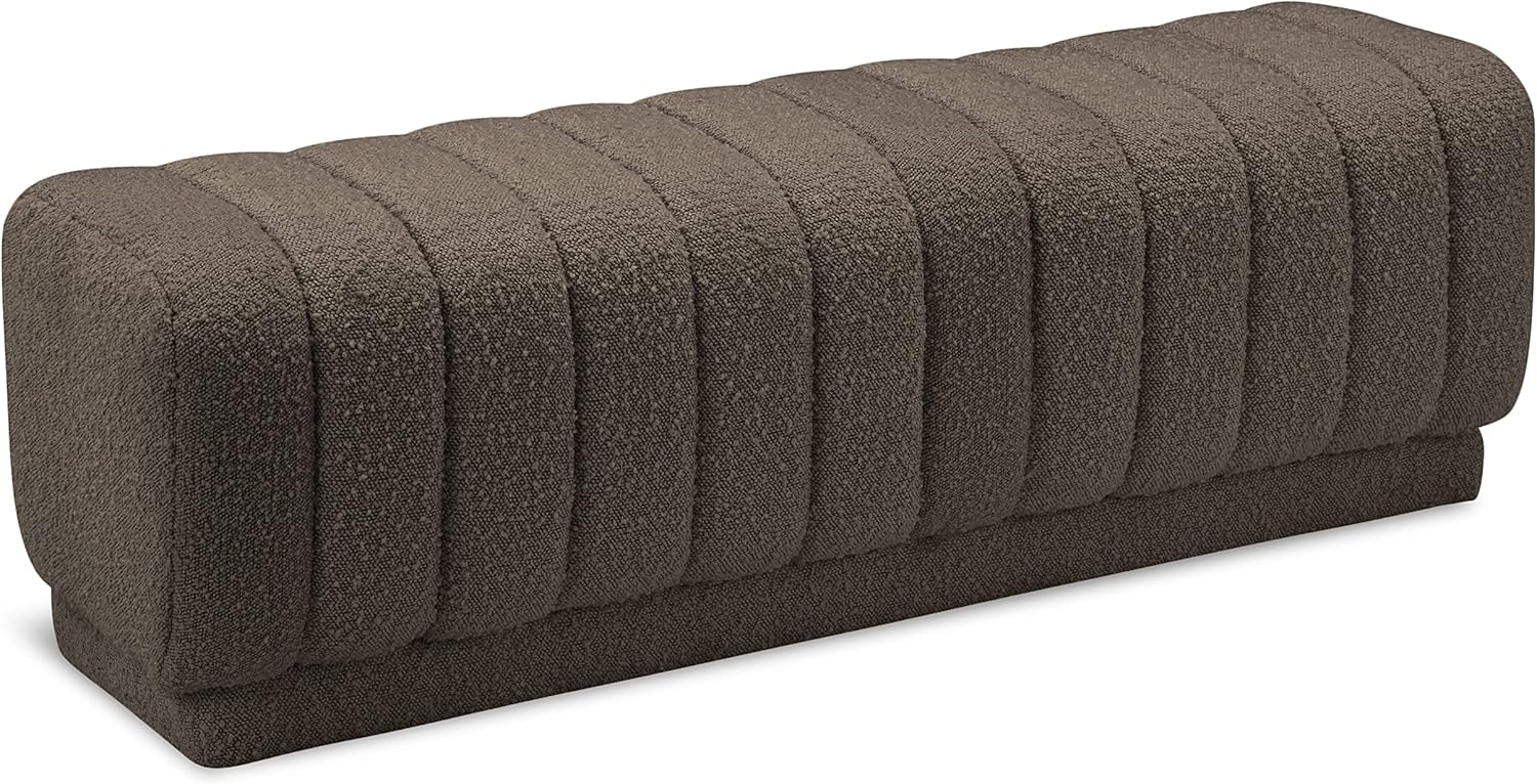 Meridian Furniture Heathrow Collection Modern | Contemporary Ottoman/Bench with Rich Boucle Fabric and Deep Channel Tufting, 52