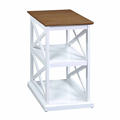 Convenience Concepts Coventry Chairside End Table with Shelves, Driftwood/White