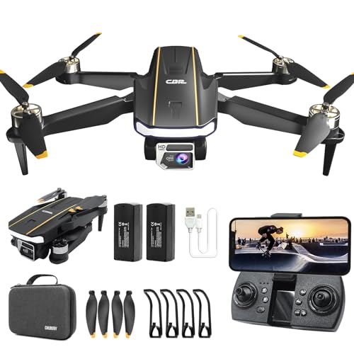 Super Enduring Brushless Motor Drone with Camera for Beginners, CHUBORY A68 WiFi FPV Quadcopter with 1080P HD Camera, Auto Hover, 3D Flips, Headless Mode, Trajectory Flight, 2 Batteries, Carrying Case