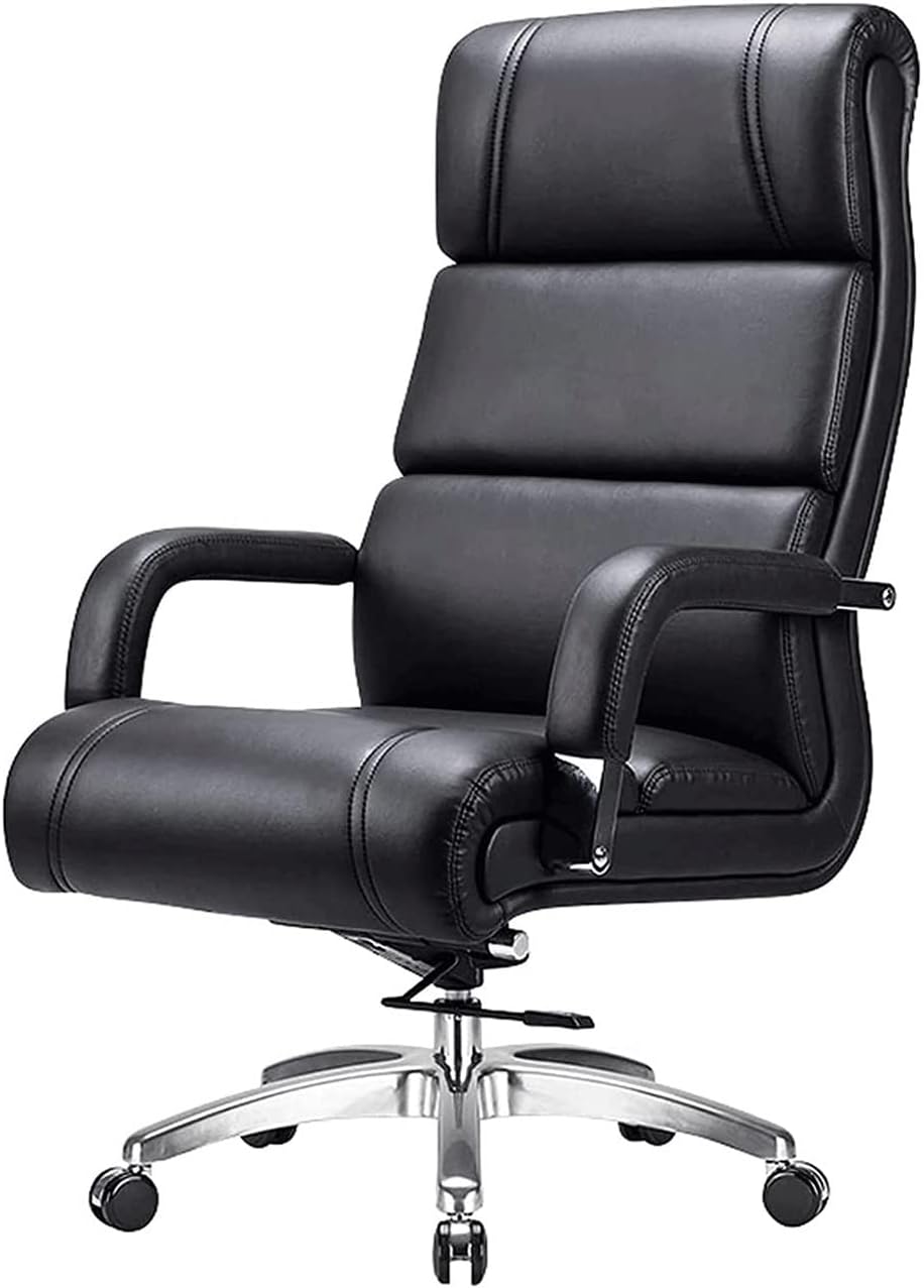 Executive Office Chair Reclining Leather Computer Chair High Back Desk Chair Ergonomic Thick Padding Heavy Duty Office Chairs with Angle Recline Locking System, Black Lofty